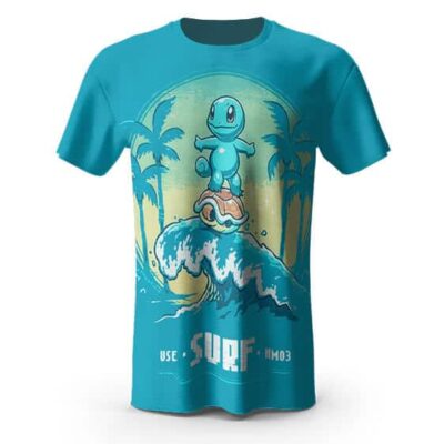 Pokemon Cute Zenigame Squirtle Surf Blue Summer T-Shirt