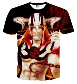 Bleach Hollow Ichigo Horn Evil Chain Art Style T-Shirt - Konoha Stuff