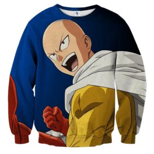 One-Punch Man Saitama Big Laigh Vibrant Full Print Sweatshirt - Konoha Stuff