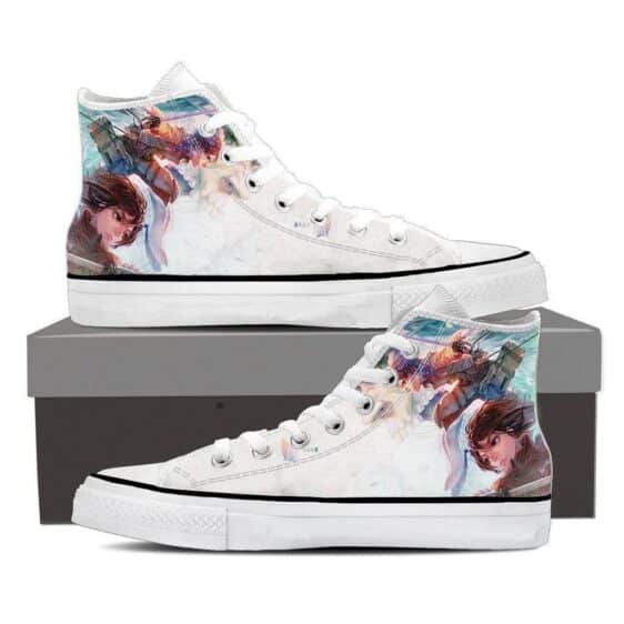 Attack On Titan Eren Shifter And Mikasa Colourful Design Shoes