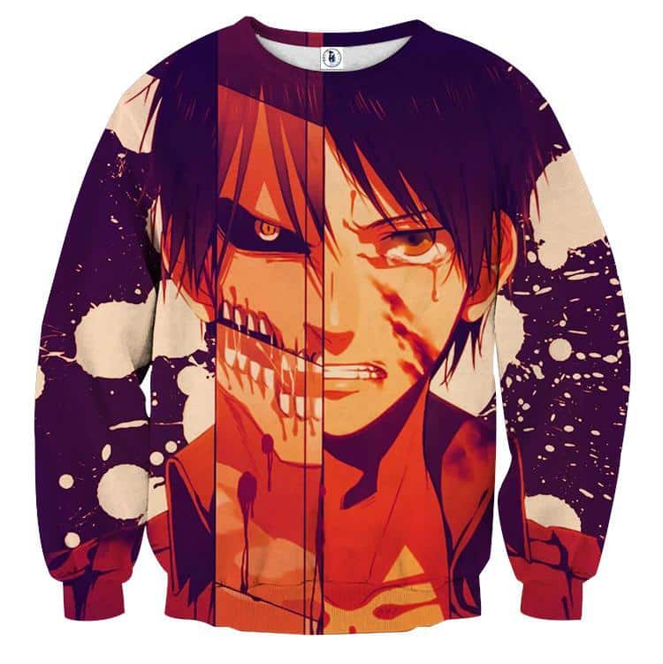 Attack On Titan Eren Two Faces Dope Style 3D Print Sweatshirt - Konoha Stuff