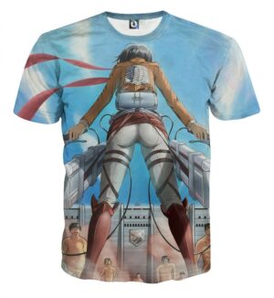 Attack On Titan Mikasa Holding Two Swords Dope Style T-shirt - Konoha Stuff