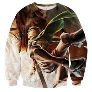 Attack On Titan Levi Battle Scene Fan Art Full Print Sweatshirt - Konoha Stuff