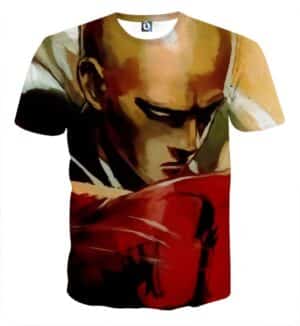 One-Punch Man Saitama Oil Sketch Style Full Print T-shirt - Konoha Stuff