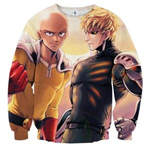 One-Punch Man Saitama And Genos Vibrant Full Print Sweatshirt - Konoha Stuff