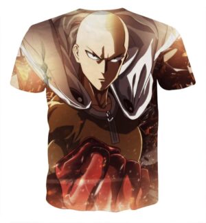 One-Punch Man Saitama Powerful Fist Vibrant Design T-shirt - Konoha Stuff