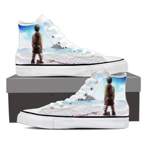 Attack On Titan Eren Watching Blue Sky Vibrant 3D Print Shoes