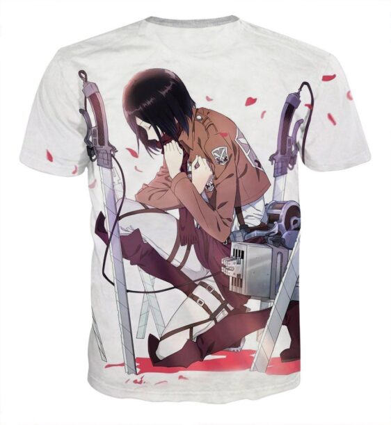 Attack On Titan Lonely Mikasa Praying Fan Art Vibrant T-shirt - Konoha Stuff