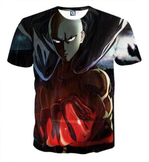 One-Punch Man Powerful Saitama In The Rain Full Print T-shirt - Konoha Stuff