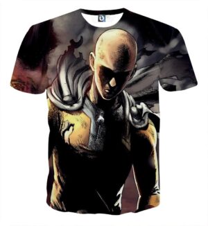 One-Punch Man Badass Saitama Black Theme Full Print T-shirt - Konoha Stuff
