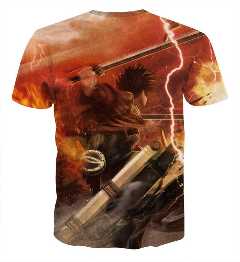 Attack On Titan Lonely Eren Battle Scene Full Print T-shirt - Konoha Stuff