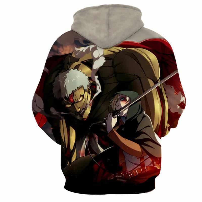 Attack On Titan Armored Reiner And Annie Perfect Print Hoodie - Konoha Stuff