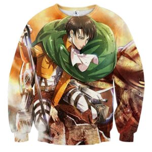 Attack On Titan Exhausted Levi Full Print Fan Art Sweatshirt - Konoha Stuff