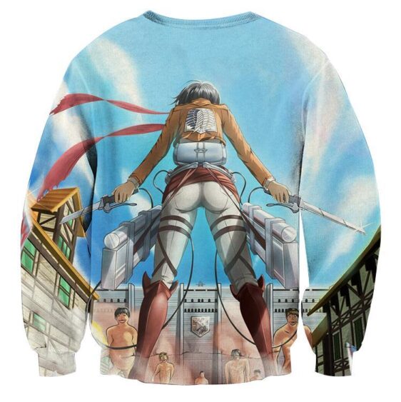 Attack On Titan Mikasa Holding Two Swords Dope Style Sweatshirt - Konoha Stuff