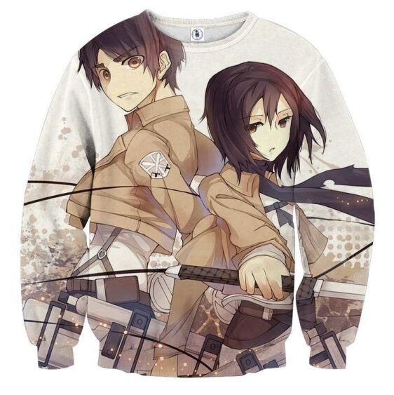 Attack On Titan Eren Mikasa Lovely Couple Vibrant Sweatshirt - Konoha Stuff