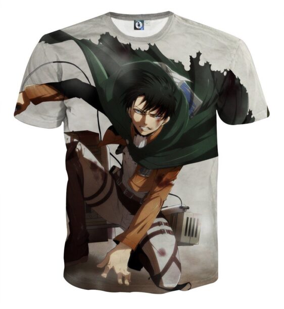 Attack On Titan Beaten Levi In Battle Dope Style Print T-shirt - Konoha Stuff
