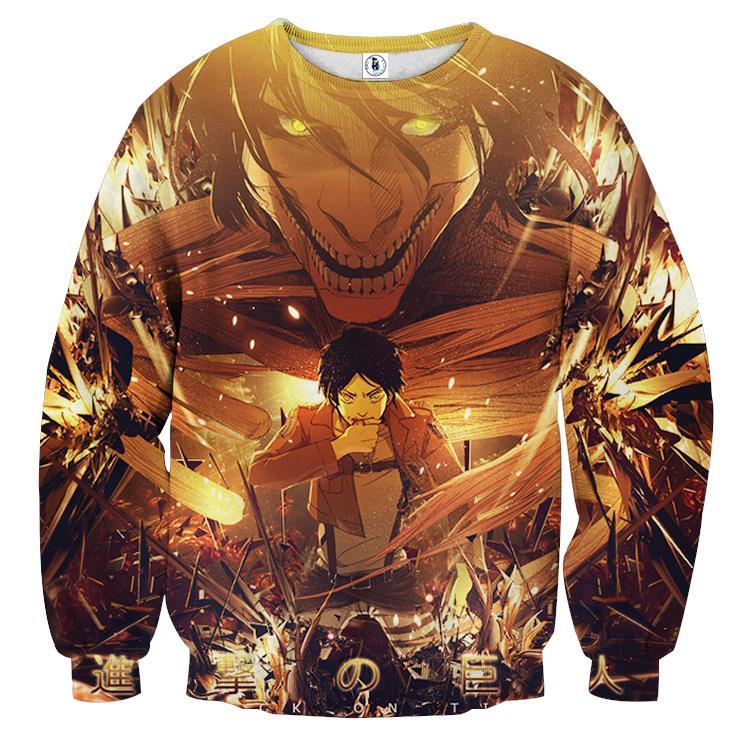 Attack On Titan Eren Shifter Transformation 3D Print Sweatshirt - Konoha Stuff