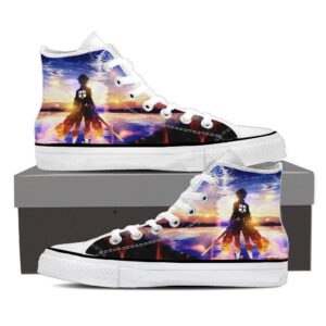 Attack On Titan Lonely Eren Watching Sunset Vibrant Shoes - Konoha Stuff