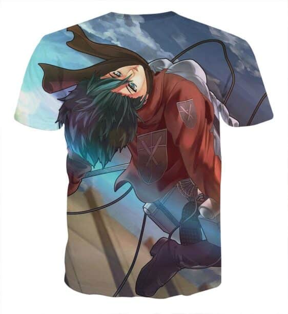 Attack On Titan Mikasa Ackerman High Jump Vibrant T-shirt - Konoha Stuff