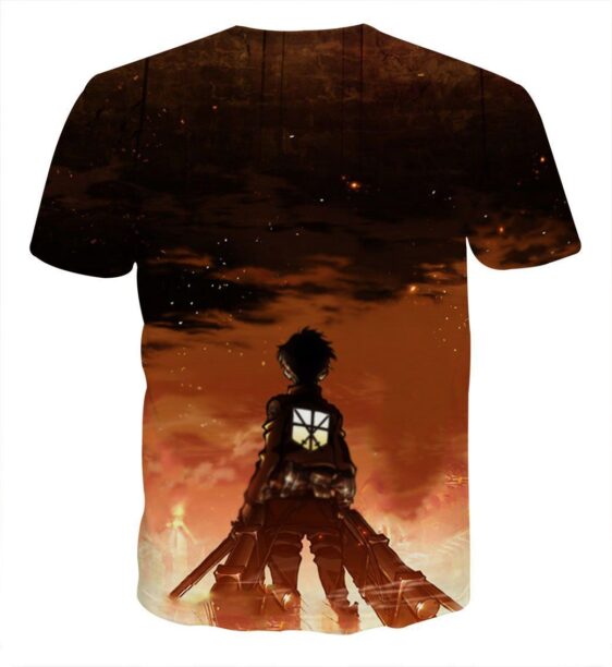Attack On Titan Eren In Of The Fire Vibrant 3D Print T-shirt - Konoha Stuff