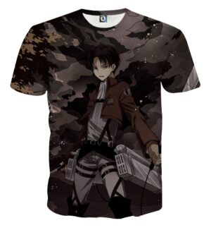 Attack On Titan Levi Under The Night Sky Cool Print T-shirt - Konoha Stuff