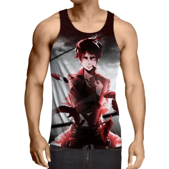 AOT Eren Yaeger Sad Dramatic Salute Falling Feather Tank Top