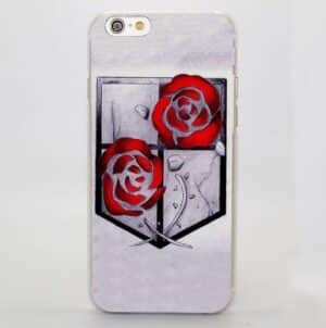 Attack On Titan Red Rose Black White Garrison Symbols Style iPhone 4 5 6 7 Plus Case - Konoha Stuff