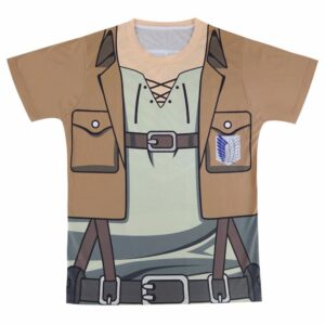 Attack On Titan Scouting Legion Khaki Cosplay Uniform 3D T-Shirt - Konoha Stuff