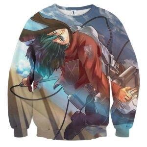 Attack on Titan Fan Art Mikasa Ackerman Cool Back Dive Sweatshirt