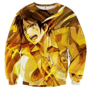 Attack on Titan Worried Eren Yeager Yellow Flame Sweatshirt