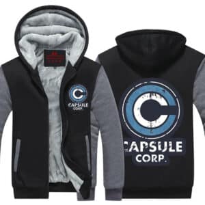 Capsule Corp Black & Gray Fashionable Zip Up Hooded Jacket