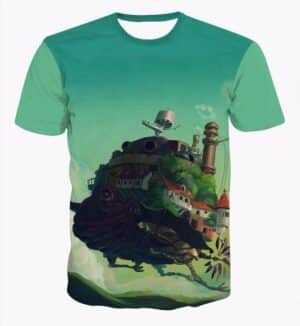 Castle in the Sky Classic Anime Howl Moving Castle Green T-shirt - Konoha Stuff - 1