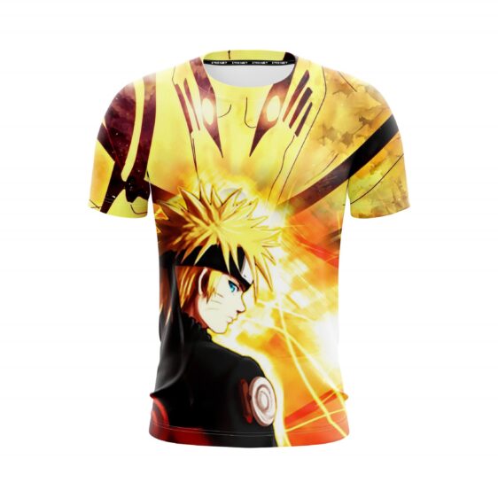 Cool Naruto Uzumaki And Fox Kurama Kyuubi Yellow 3D T-Shirt