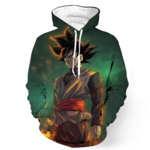 DBZ Black Goku Burning Destruction Fire Cool Trendy Pocket Hoodie - Saiyan Stuff - 1
