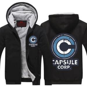 DBZ Capsule Corp Black Fashionable Zip Up Hooded Jacket
