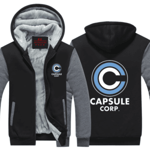 DBZ Capsule Corporation Gray & Black Zip Up Hooded Jacket