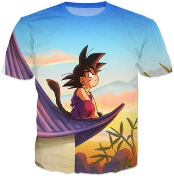 DBZ Cute Kid Goku Sitting Sky All Over Print T-Shirt - Saiyan Stuff