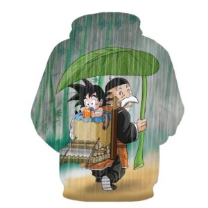 DBZ Kid Goku Master Roshi Cover Rain Cute Design Pocket Hoodie - Saiyan Stuff - 2