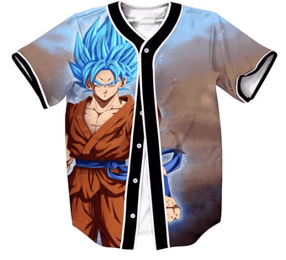 DBZ Super Saiyan Goku Blue God SSGSS Streetwear Hip Hop 3D Baseball Jersey - Saiyan Stuff
