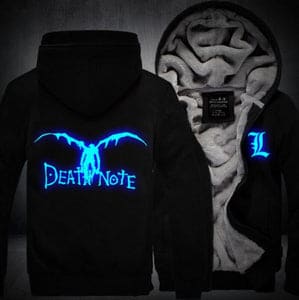 Death Note Anime Luminous Winter All Black Fashion Coat Hooded Jacket - Konoha Stuff