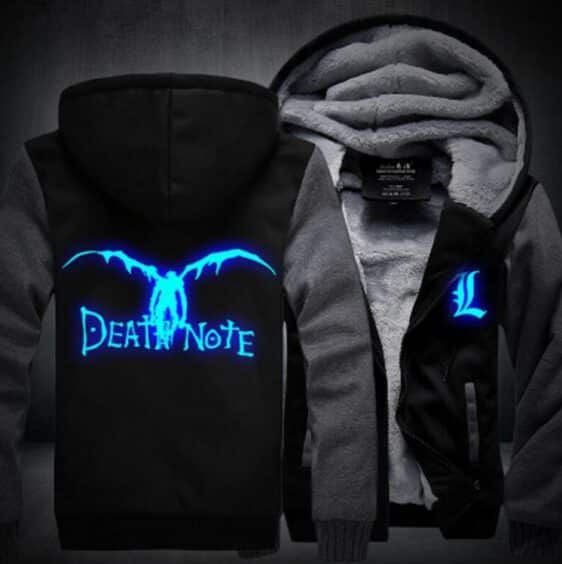 Death Note Anime Luminous Winter Black Grey Fashion Coat Hooded Jacket - Konoha Stuff