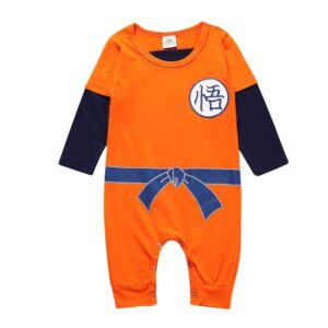 Dragon Ball Z Long Sleeve Goku Kanji Logo Orange Baby Jumpsuit