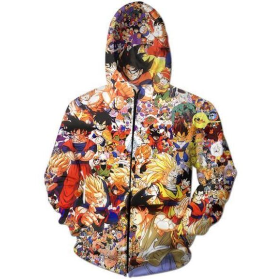 Dragon Ball Z Anime Manga Characters Full Print Hoodie - Saiyan Stuff