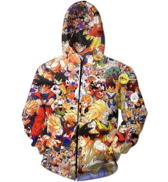 Dragon Ball Z Anime Manga Characters Full Print Hoodie - Saiyan Stuff