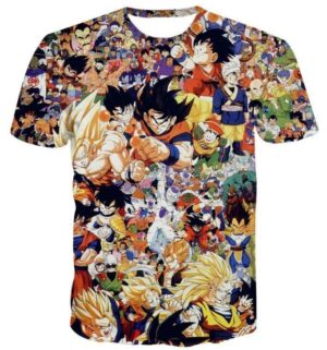 Dragon Ball Z Anime Manga Characters Full Print T-Shirt - Saiyan Stuff