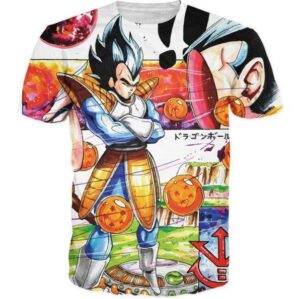 Dragon Ball Z Illustration Vegeta Prince of all Saiyans T-Shirt - Saiyan Stuff