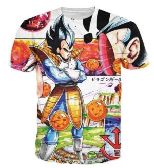 Dragon Ball Z Illustration Vegeta Prince of all Saiyans T-Shirt - Saiyan Stuff