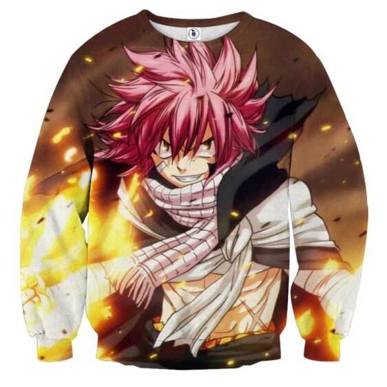 Fairy Tail Anime Mocking Natsu Battle Scar Brown Sweatshirt