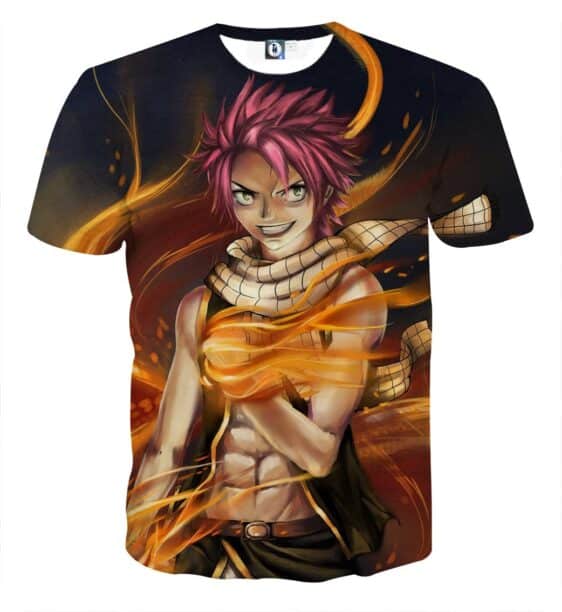 Fairy Tail Anime Natsu Dragneel Fan Art Flaming Hand T-Shirt