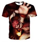 Fairy Tail Anime Natsu Fire Dragon Iron Fist 3D Art T-Shirt